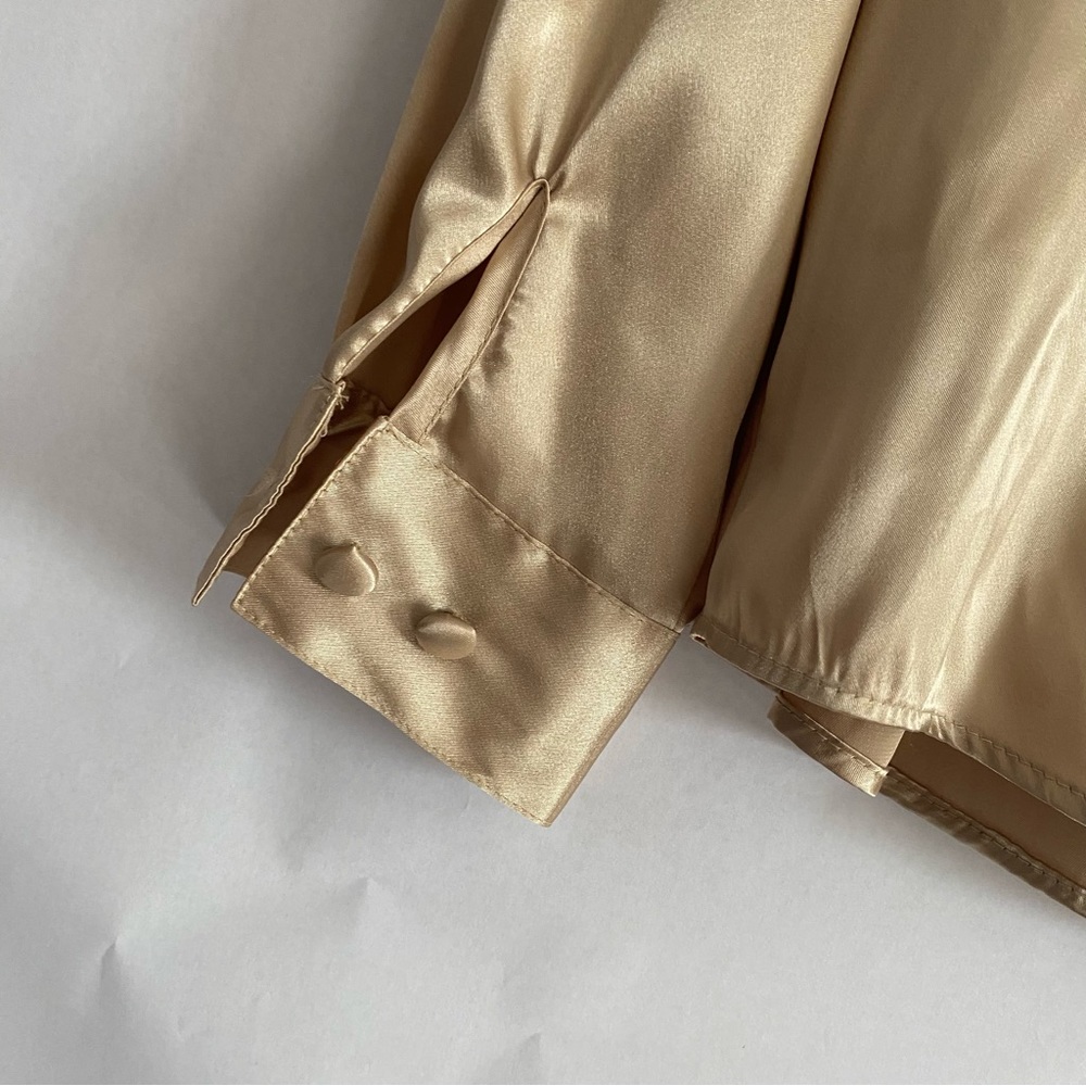 Gold silk button down blouse - Picture 6 of 6